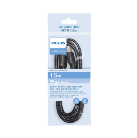สายเคเบิล HDMI PHILIPS SWV5510/00 4K@60HZ (UHD 2160P) โอนข้อมูล 18 GBPS ความยาว 1.5 เมตร_1